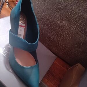 Vince Camuto Teal Pointed Mary Jane Pump with Ankle Strap